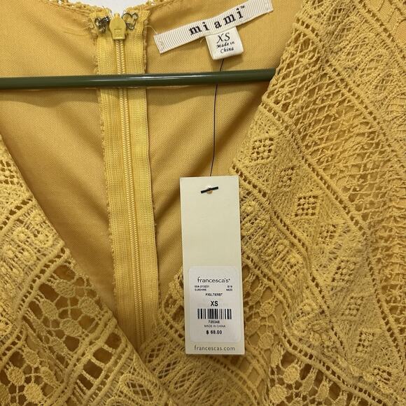 Francesca’s Dress New Size XS Yellow Crochet Bright Spring Summer Coquette - Picture 2 of 13
